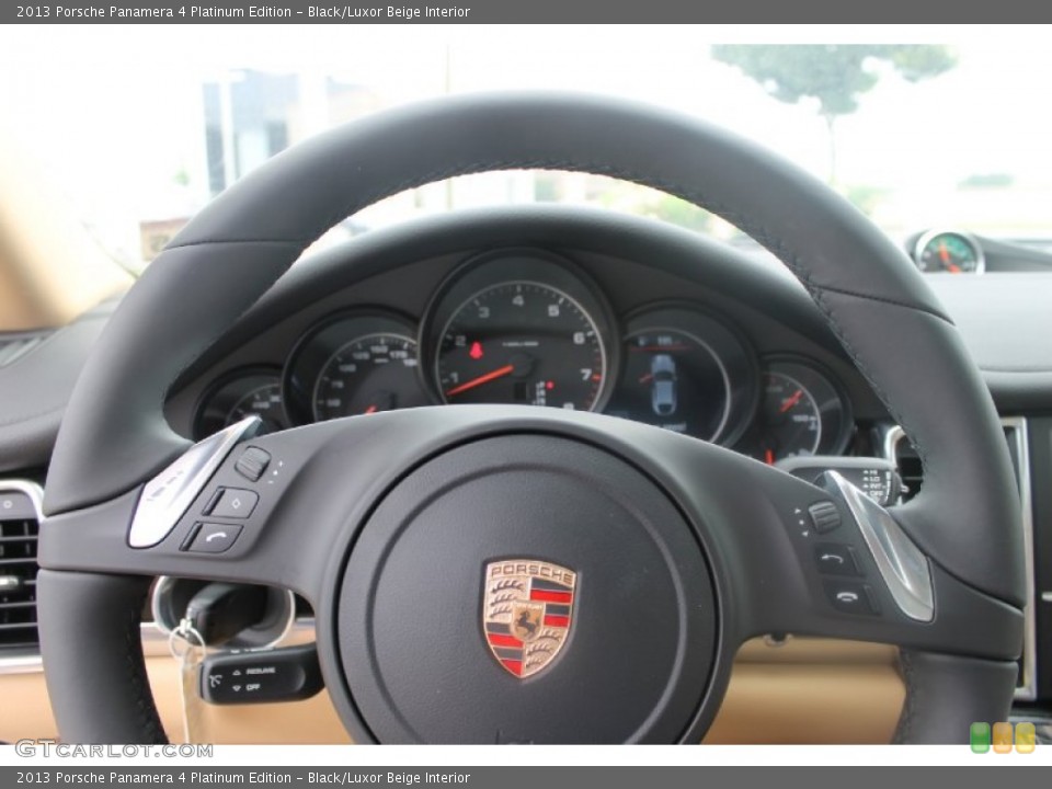 Black/Luxor Beige Interior Steering Wheel for the 2013 Porsche Panamera 4 Platinum Edition #82165675