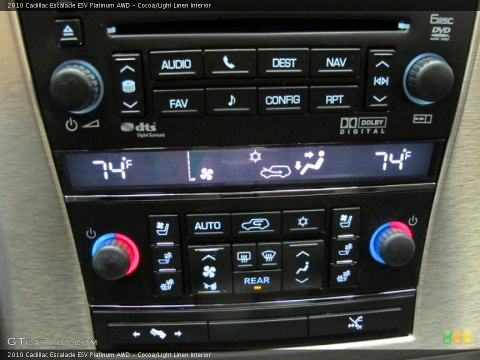 Cocoa/Light Linen Interior Controls for the 2010 Cadillac Escalade ESV Platinum AWD #82185554