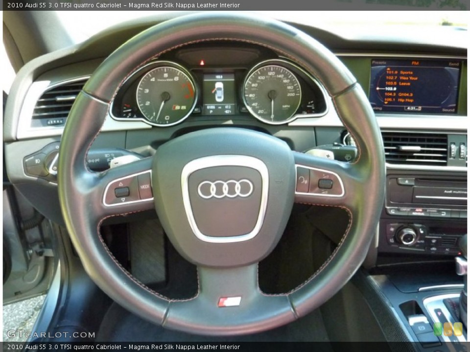 Magma Red Silk Nappa Leather Interior Steering Wheel for the 2010 Audi S5 3.0 TFSI quattro Cabriolet #82206204