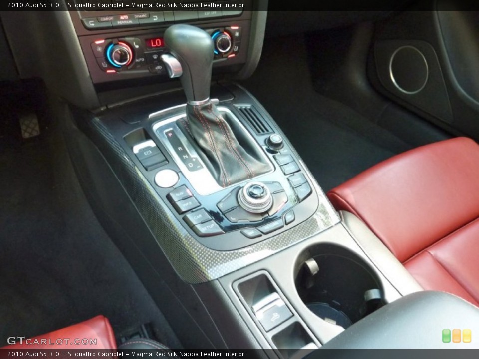 Magma Red Silk Nappa Leather Interior Transmission for the 2010 Audi S5 3.0 TFSI quattro Cabriolet #82206349