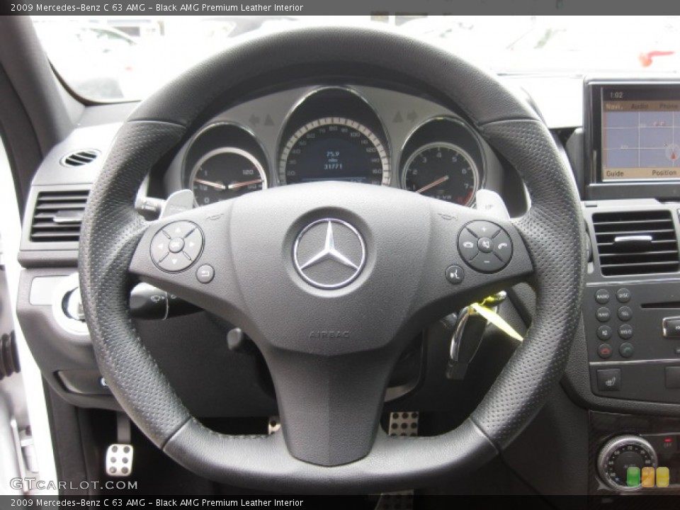 Black AMG Premium Leather Interior Steering Wheel for the 2009 Mercedes-Benz C 63 AMG #82221760