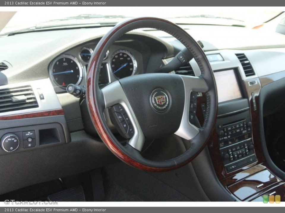 Ebony Interior Steering Wheel for the 2013 Cadillac Escalade ESV Premium AWD #82257025