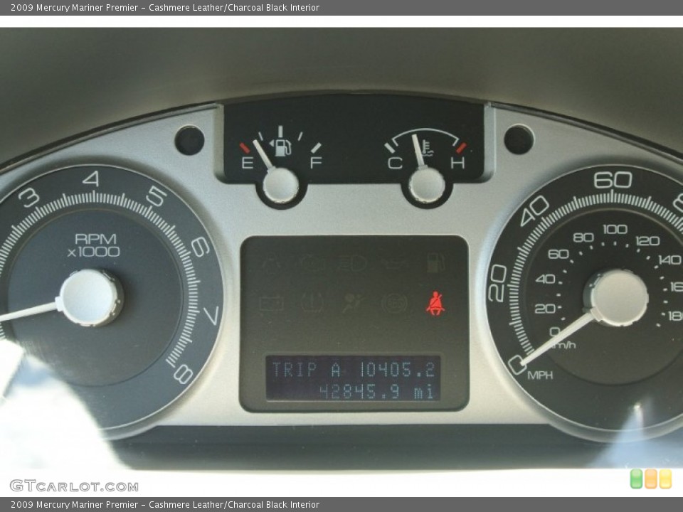 Cashmere Leather/Charcoal Black Interior Gauges for the 2009 Mercury Mariner Premier #82270349