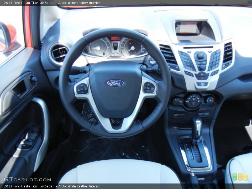 Arctic White Leather Interior Dashboard for the 2013 Ford Fiesta Titanium Sedan #82300248