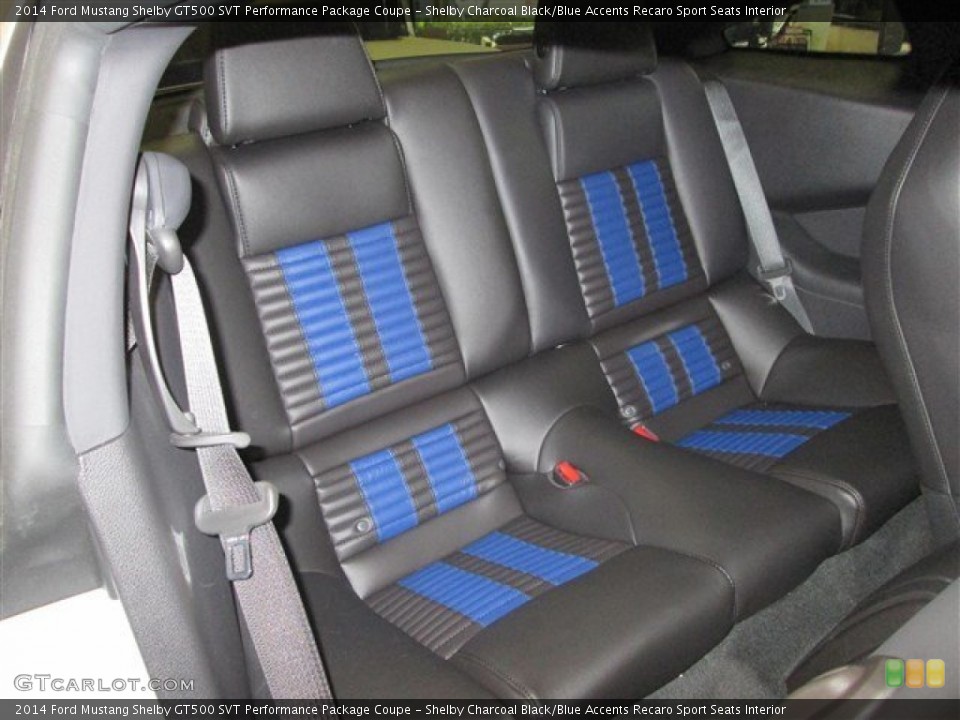 Shelby Charcoal Black/Blue Accents Recaro Sport Seats Interior Rear Seat for the 2014 Ford Mustang Shelby GT500 SVT Performance Package Coupe #82302044
