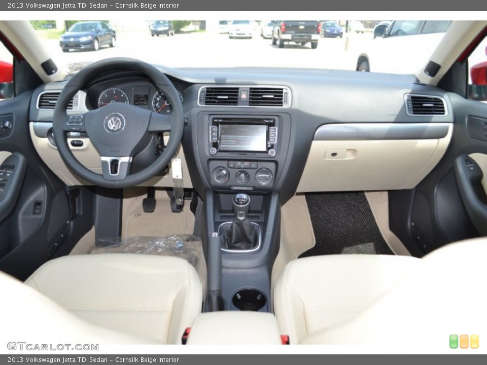 Cornsilk Beige Interior Dashboard for the 2013 Volkswagen Jetta TDI Sedan #82351952