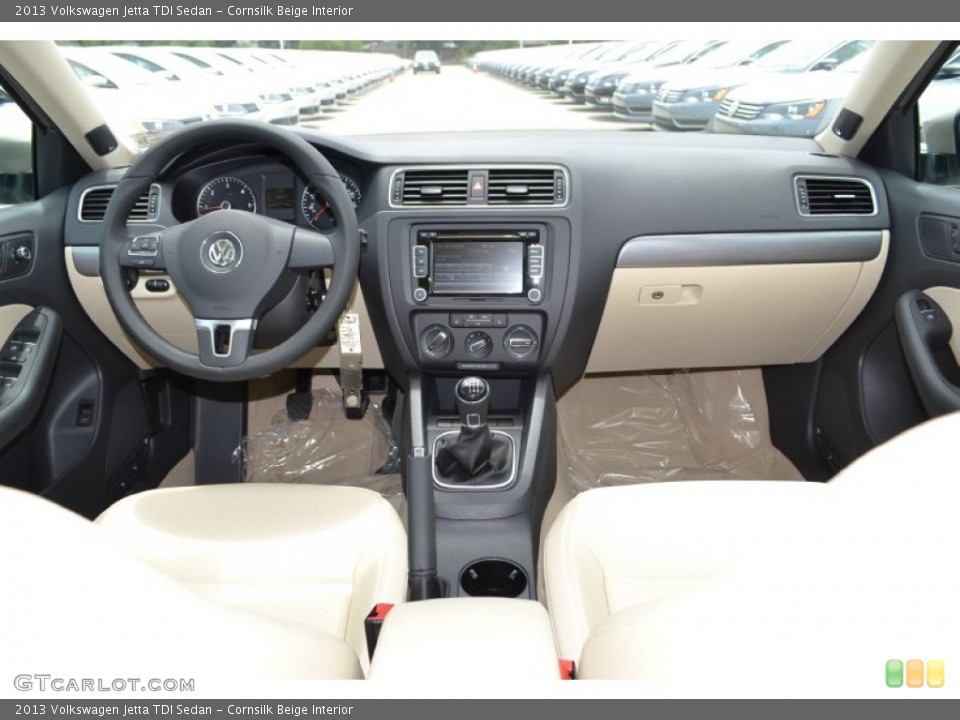 Cornsilk Beige Interior Dashboard for the 2013 Volkswagen Jetta TDI Sedan #82352108
