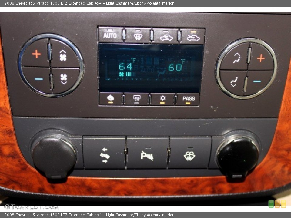 Light Cashmere/Ebony Accents Interior Controls for the 2008 Chevrolet Silverado 1500 LTZ Extended Cab 4x4 #82408073