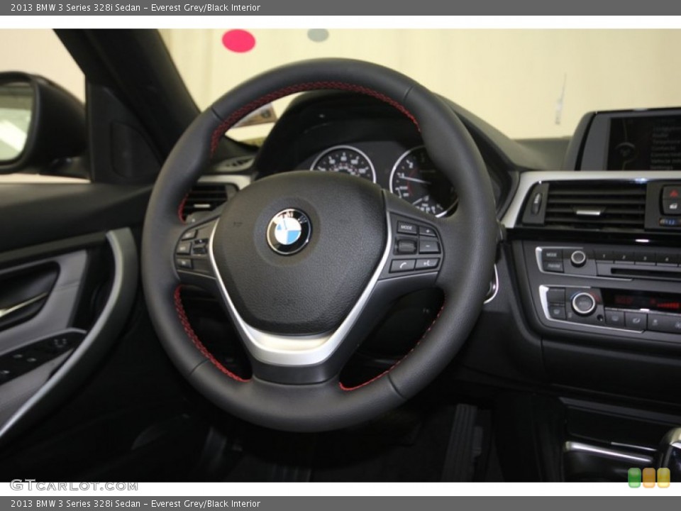 Everest Grey/Black Interior Steering Wheel for the 2013 BMW 3 Series 328i Sedan #82424070