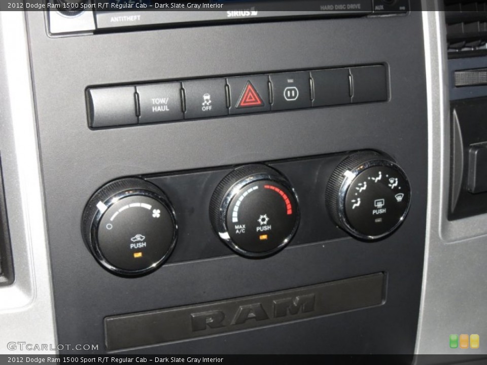 Dark Slate Gray Interior Controls for the 2012 Dodge Ram 1500 Sport R/T Regular Cab #82470013