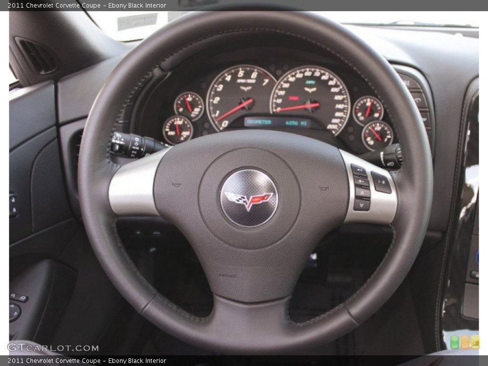 Ebony Black Interior Steering Wheel for the 2011 Chevrolet Corvette Coupe #82487108