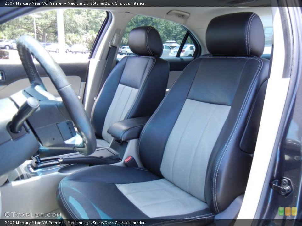 Medium Light Stone/Dark Charcoal Interior Front Seat for the 2007 Mercury Milan V6 Premier #82487436