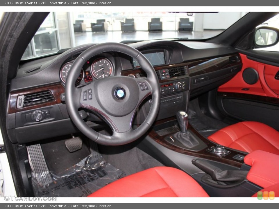Coral Red/Black Interior Prime Interior for the 2012 BMW 3 Series 328i Convertible #82503065