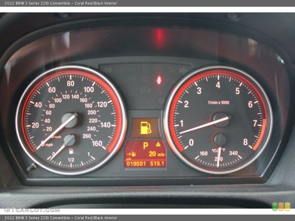 Coral Red/Black Interior Gauges for the 2012 BMW 3 Series 328i Convertible #82503080