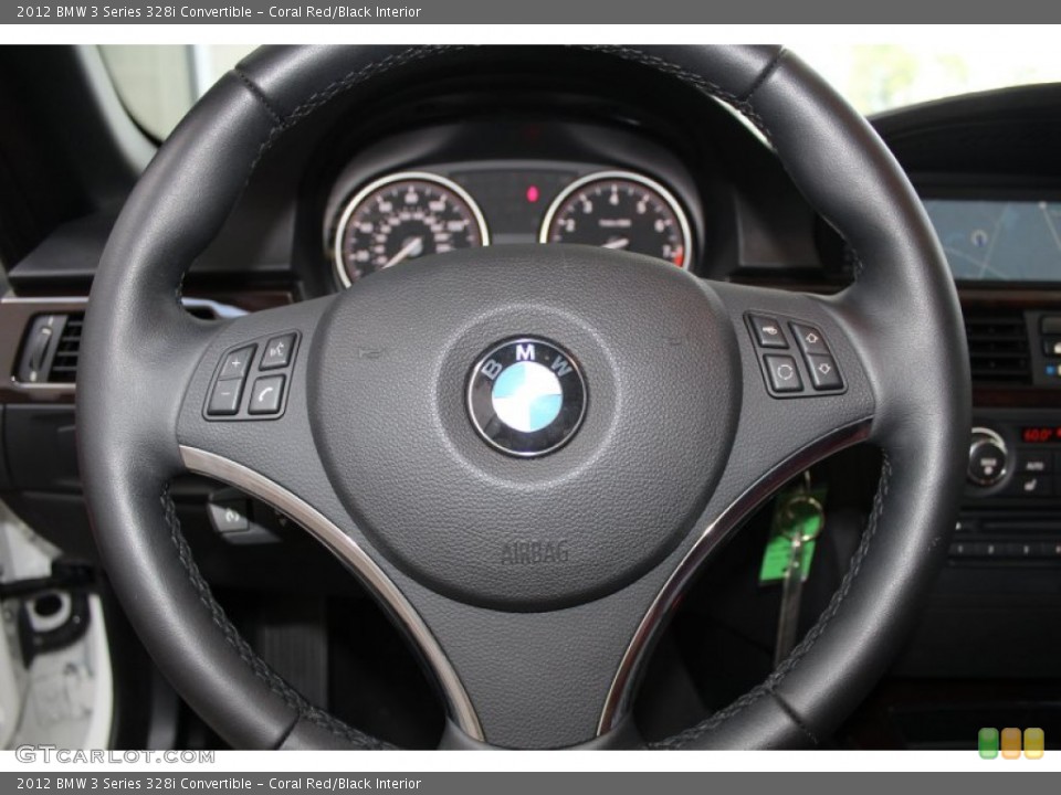 Coral Red/Black Interior Steering Wheel for the 2012 BMW 3 Series 328i Convertible #82503095