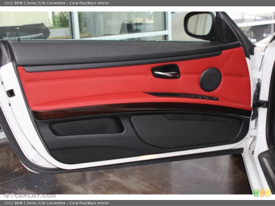 Coral Red/Black Interior Door Panel for the 2012 BMW 3 Series 328i Convertible #82503124