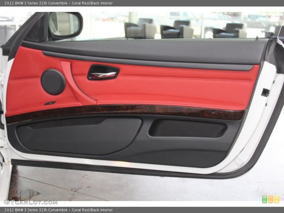 Coral Red/Black Interior Door Panel for the 2012 BMW 3 Series 328i Convertible #82503180