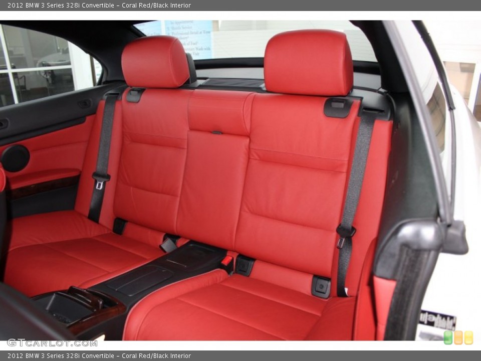 Coral Red/Black Interior Rear Seat for the 2012 BMW 3 Series 328i Convertible #82503226