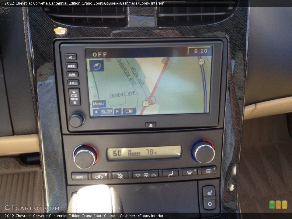 Cashmere/Ebony Interior Navigation for the 2012 Chevrolet Corvette Centennial Edition Grand Sport Coupe #82519034