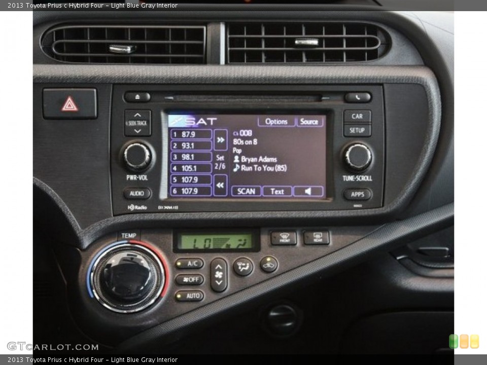 Light Blue Gray Interior Controls for the 2013 Toyota Prius c Hybrid Four #82528235
