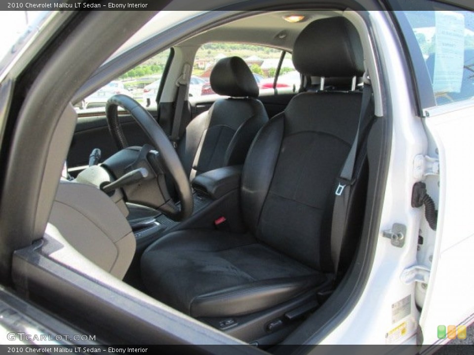 Ebony Interior Front Seat for the 2010 Chevrolet Malibu LT Sedan #82534947