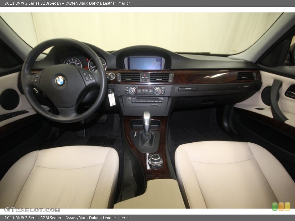 Oyster/Black Dakota Leather Interior Dashboard for the 2011 BMW 3 Series 328i Sedan #82544006