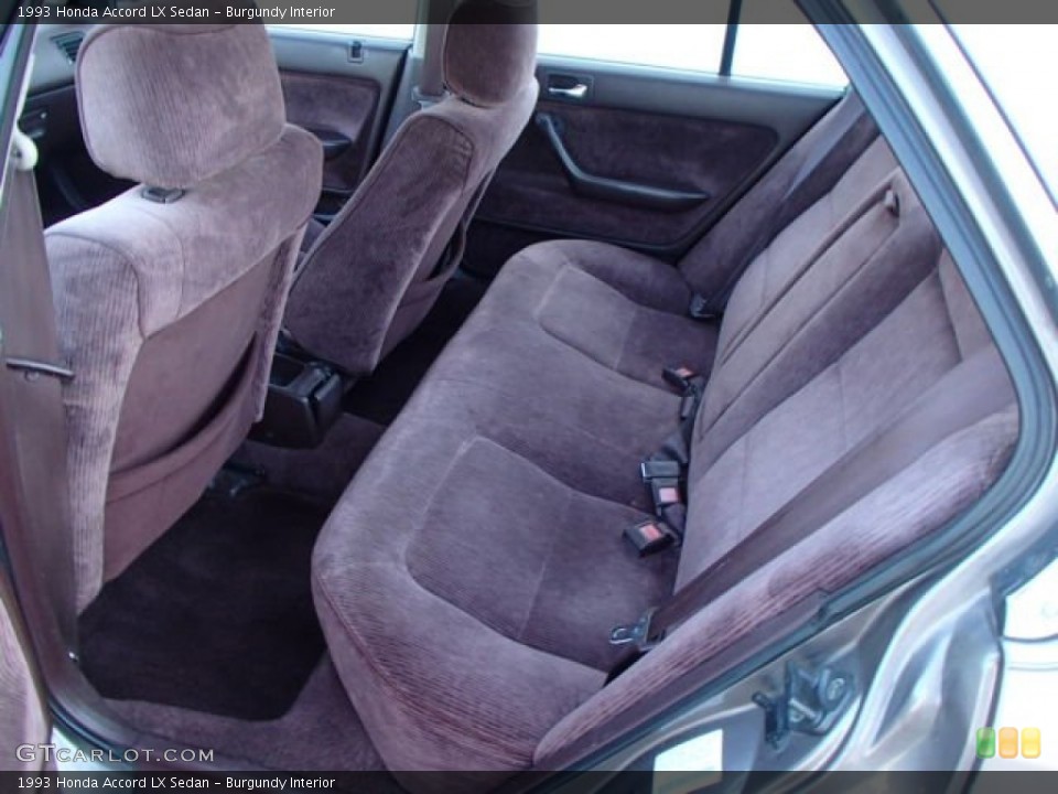 Burgundy Interior Rear Seat for the 1993 Honda Accord LX Sedan #82569889