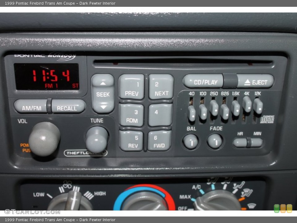 Dark Pewter Interior Controls for the 1999 Pontiac Firebird Trans Am Coupe #82604711