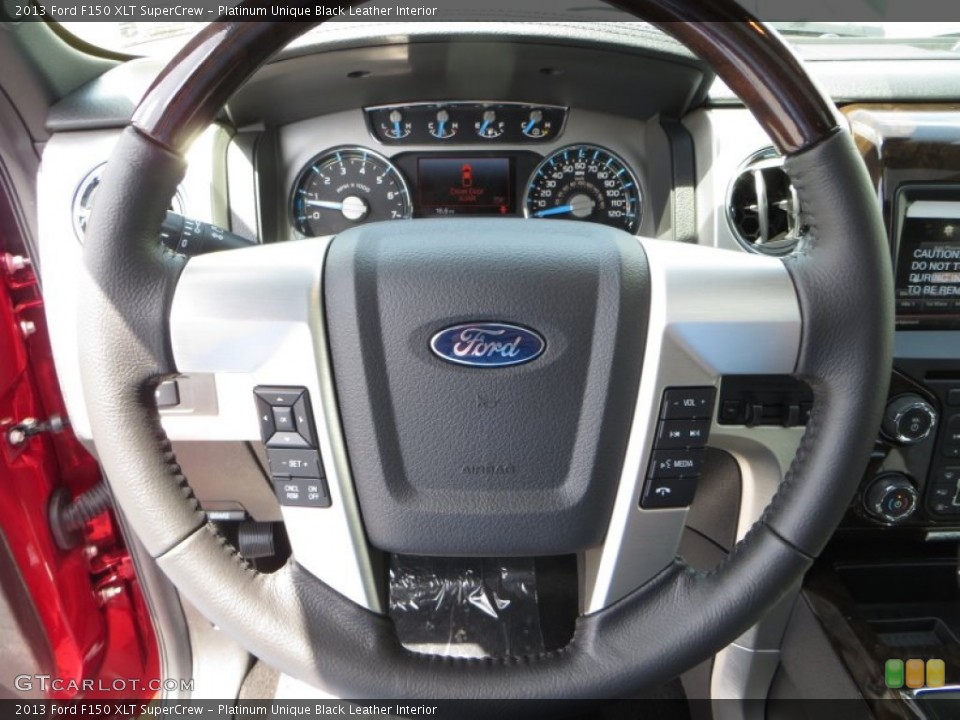 Platinum Unique Black Leather Interior Steering Wheel for the 2013 Ford F150 XLT SuperCrew #82612688