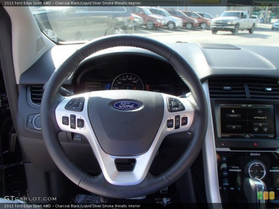 Charcoal Black/Liquid Silver Smoke Metallic Interior Steering Wheel for the 2013 Ford Edge Sport AWD #82661763