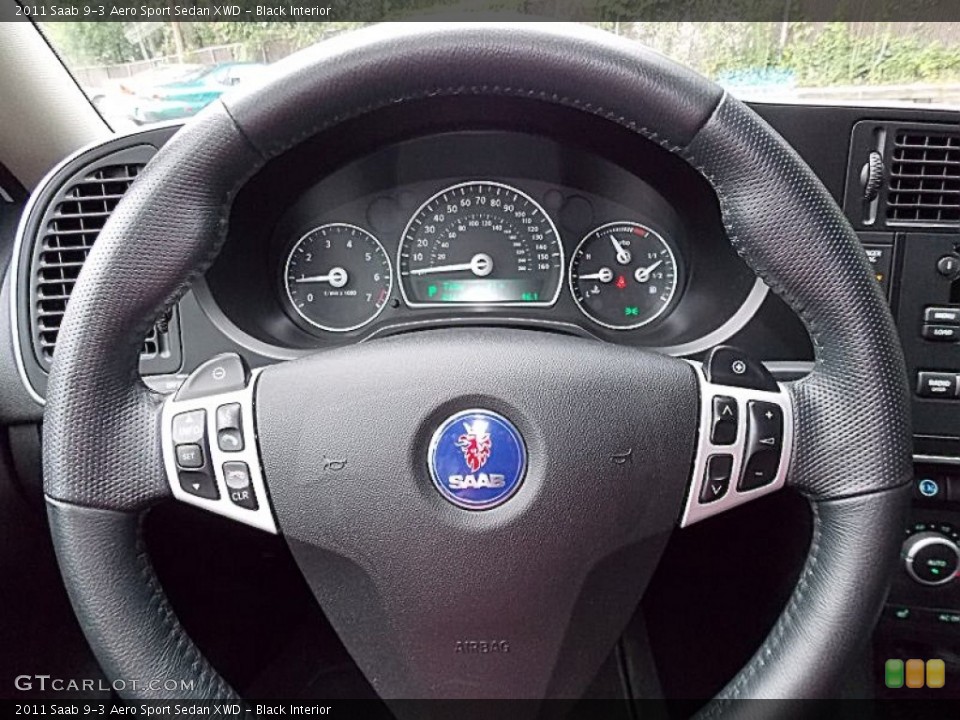 Black Interior Steering Wheel for the 2011 Saab 9-3 Aero Sport Sedan XWD #82705017