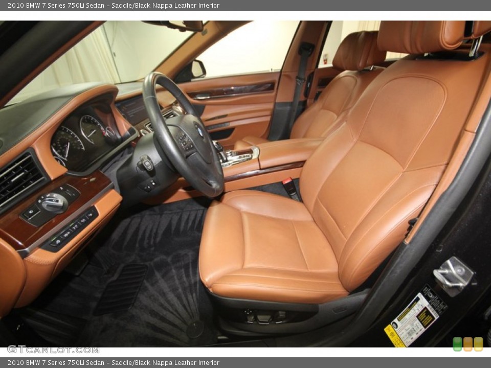 Saddle/Black Nappa Leather Interior Front Seat for the 2010 BMW 7 Series 750Li Sedan #82712692