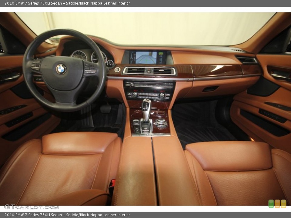 Saddle/Black Nappa Leather Interior Dashboard for the 2010 BMW 7 Series 750Li Sedan #82712707