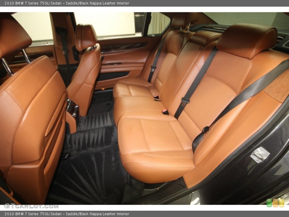 Saddle/Black Nappa Leather Interior Rear Seat for the 2010 BMW 7 Series 750Li Sedan #82712869