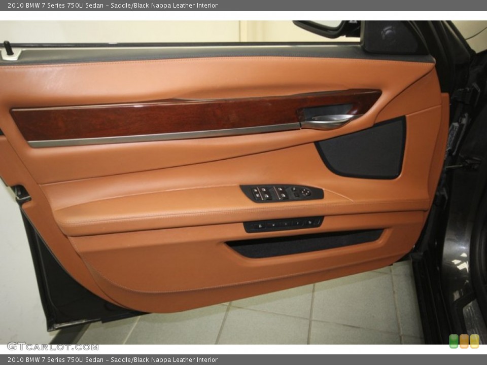 Saddle/Black Nappa Leather Interior Door Panel for the 2010 BMW 7 Series 750Li Sedan #82712890