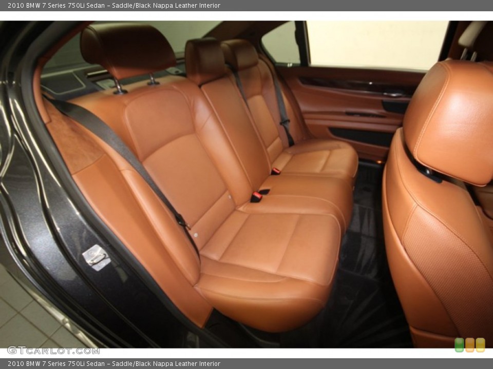 Saddle/Black Nappa Leather Interior Rear Seat for the 2010 BMW 7 Series 750Li Sedan #82713467
