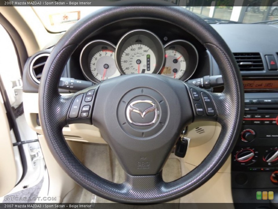 Beige Interior Steering Wheel for the 2007 Mazda MAZDA3 i Sport Sedan #82729015