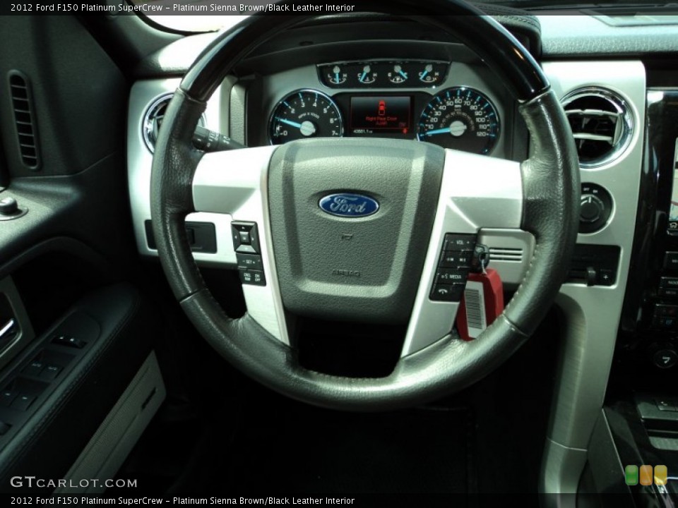 Platinum Sienna Brown/Black Leather Interior Steering Wheel for the 2012 Ford F150 Platinum SuperCrew #82748025
