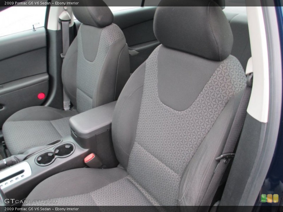 Ebony Interior Front Seat for the 2009 Pontiac G6 V6 Sedan #82776066