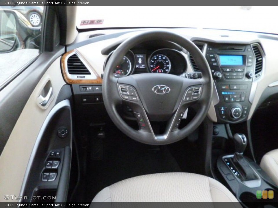 Beige Interior Dashboard for the 2013 Hyundai Santa Fe Sport AWD #82777502