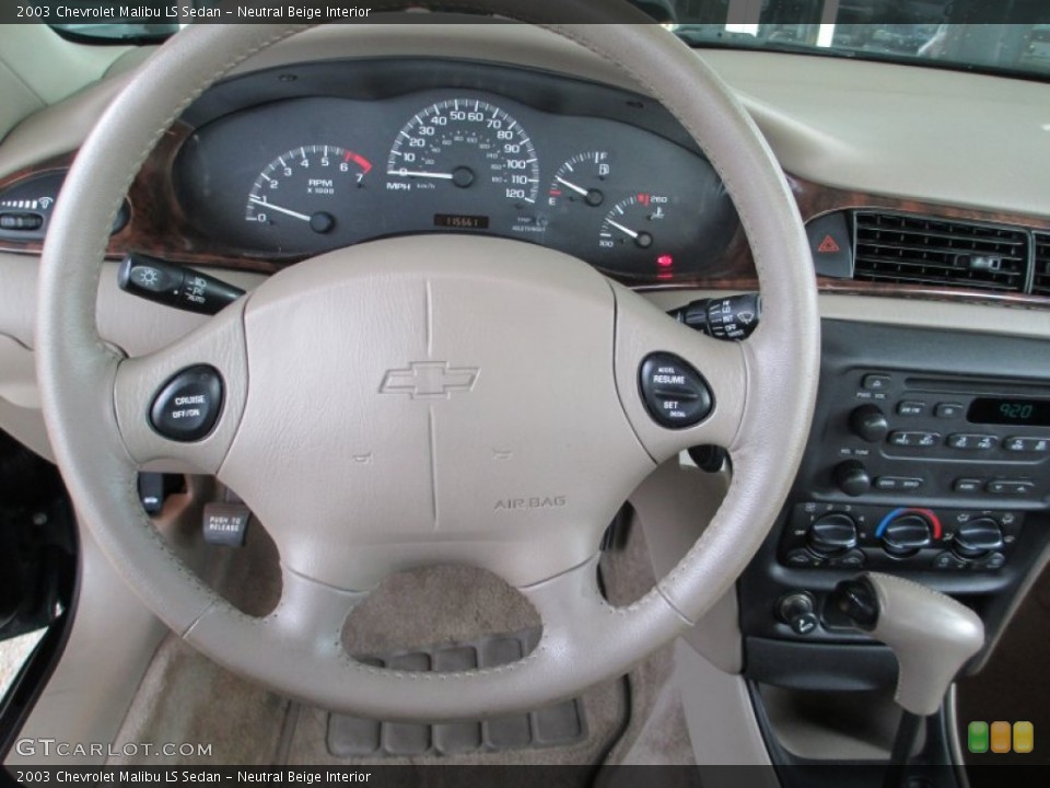 Neutral Beige Interior Steering Wheel for the 2003 Chevrolet Malibu LS Sedan #82781131