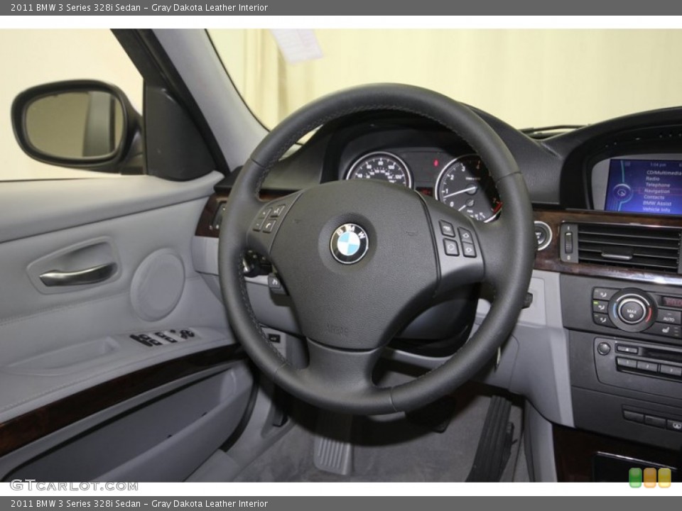 Gray Dakota Leather Interior Steering Wheel for the 2011 BMW 3 Series 328i Sedan #82787311