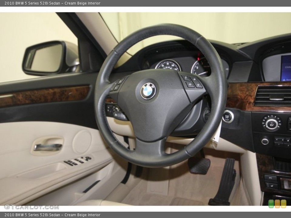 Cream Beige Interior Steering Wheel for the 2010 BMW 5 Series 528i Sedan #82789075