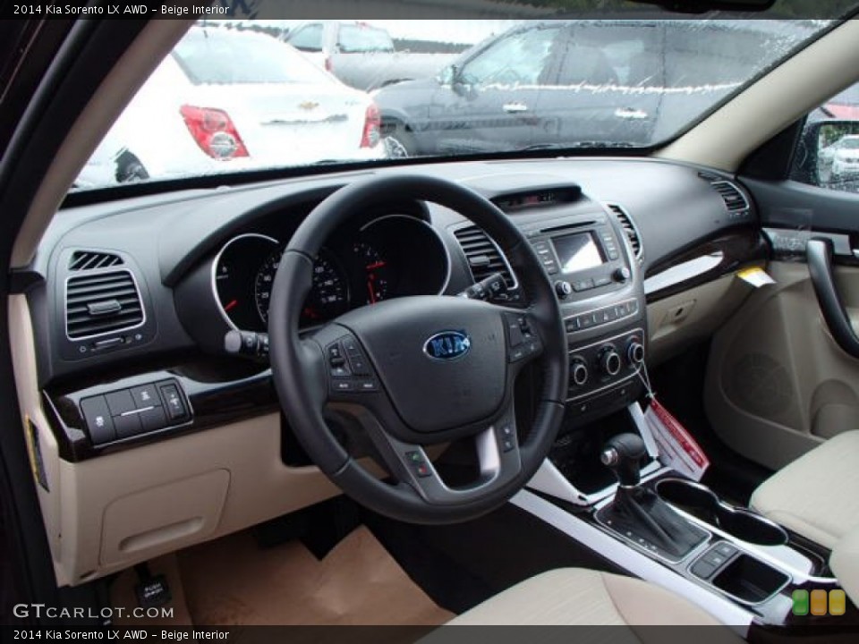 Beige Interior Dashboard for the 2014 Kia Sorento LX AWD #82826476