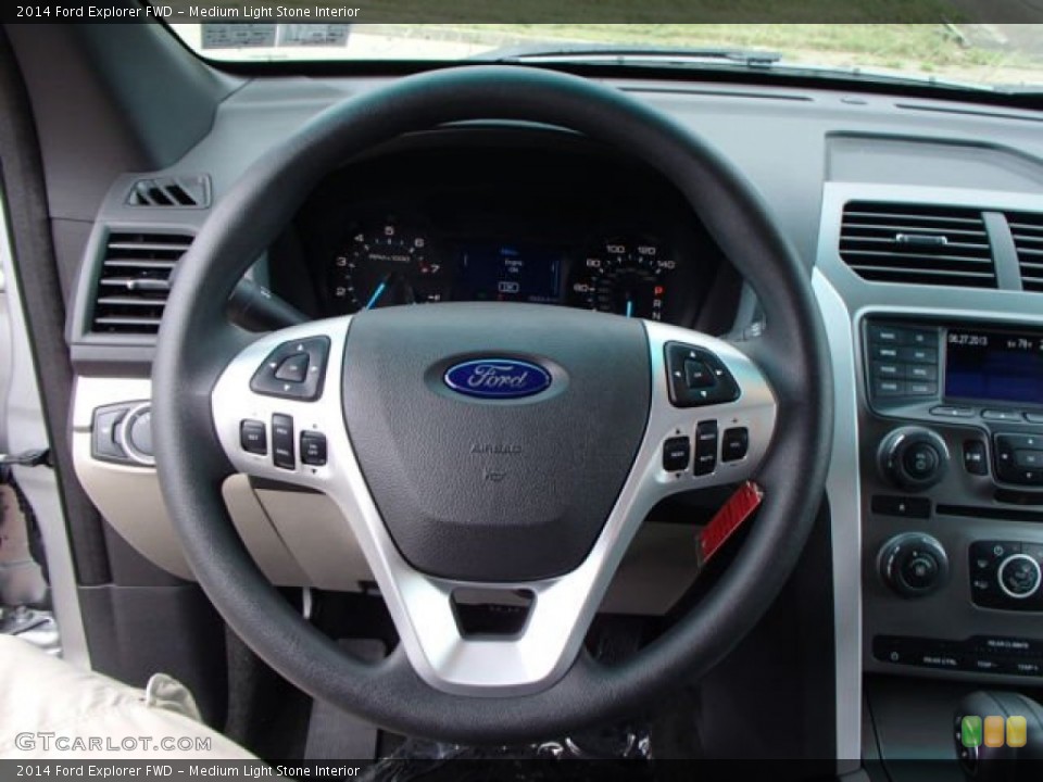 Medium Light Stone Interior Steering Wheel for the 2014 Ford Explorer FWD #82835018