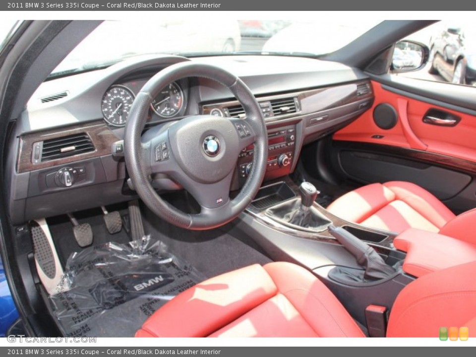 Coral Red/Black Dakota Leather Interior Prime Interior for the 2011 BMW 3 Series 335i Coupe #82835139