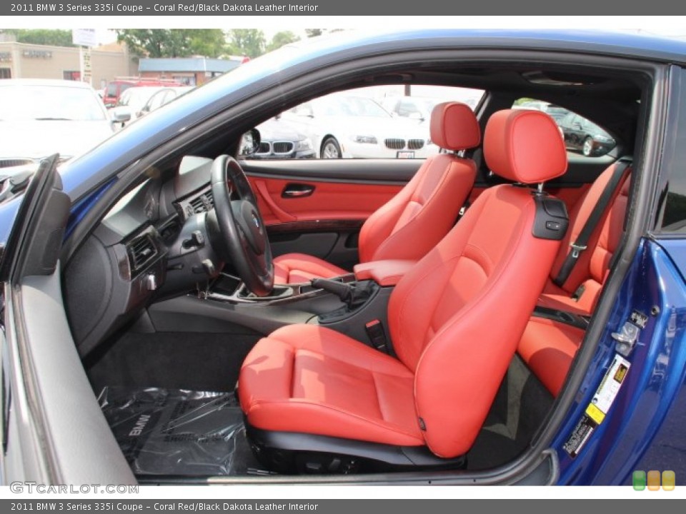 Coral Red/Black Dakota Leather Interior Front Seat for the 2011 BMW 3 Series 335i Coupe #82835161