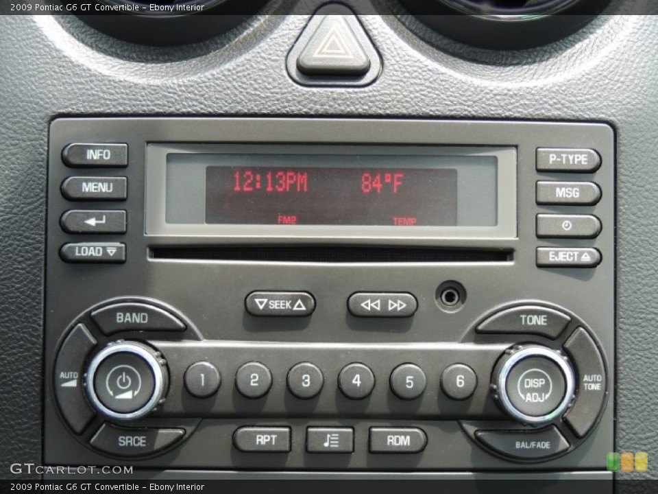 Ebony Interior Audio System for the 2009 Pontiac G6 GT Convertible #82906090