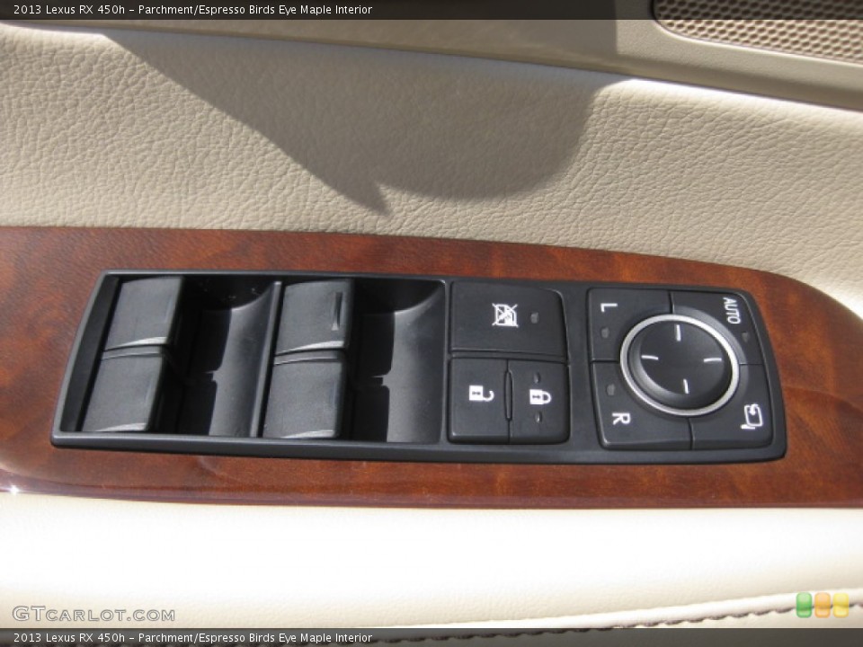 Parchment/Espresso Birds Eye Maple Interior Controls for the 2013 Lexus RX 450h #82924610