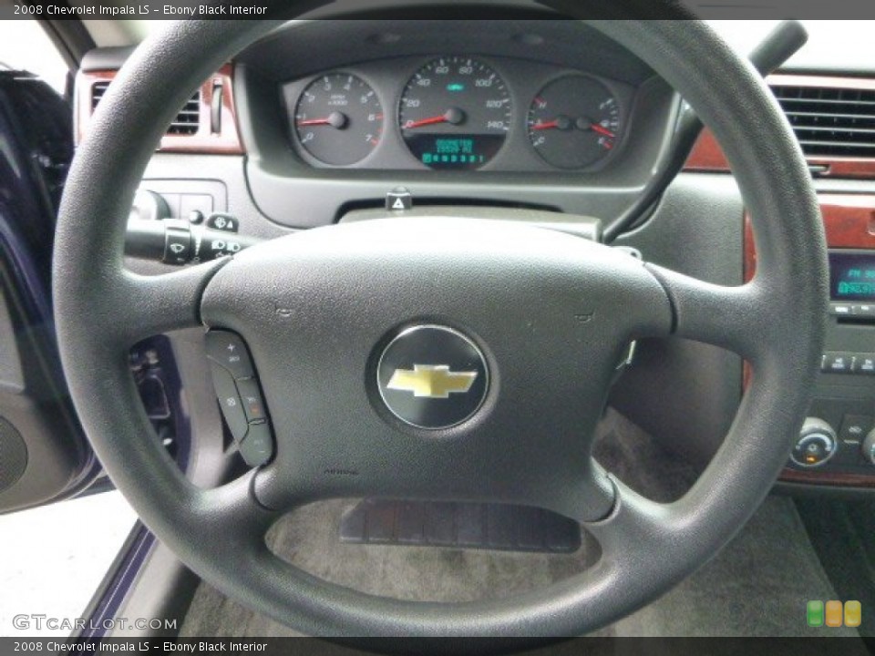 Ebony Black Interior Steering Wheel for the 2008 Chevrolet Impala LS #82933175